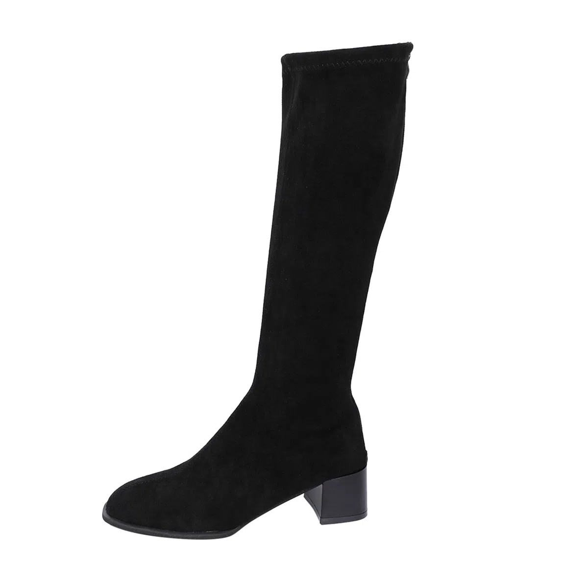 Generico Stivali Lunghi Donna In Pelle Scamosciata Stile Britannico Invernali Con Tacco Spesso E Cerniera Posteriore