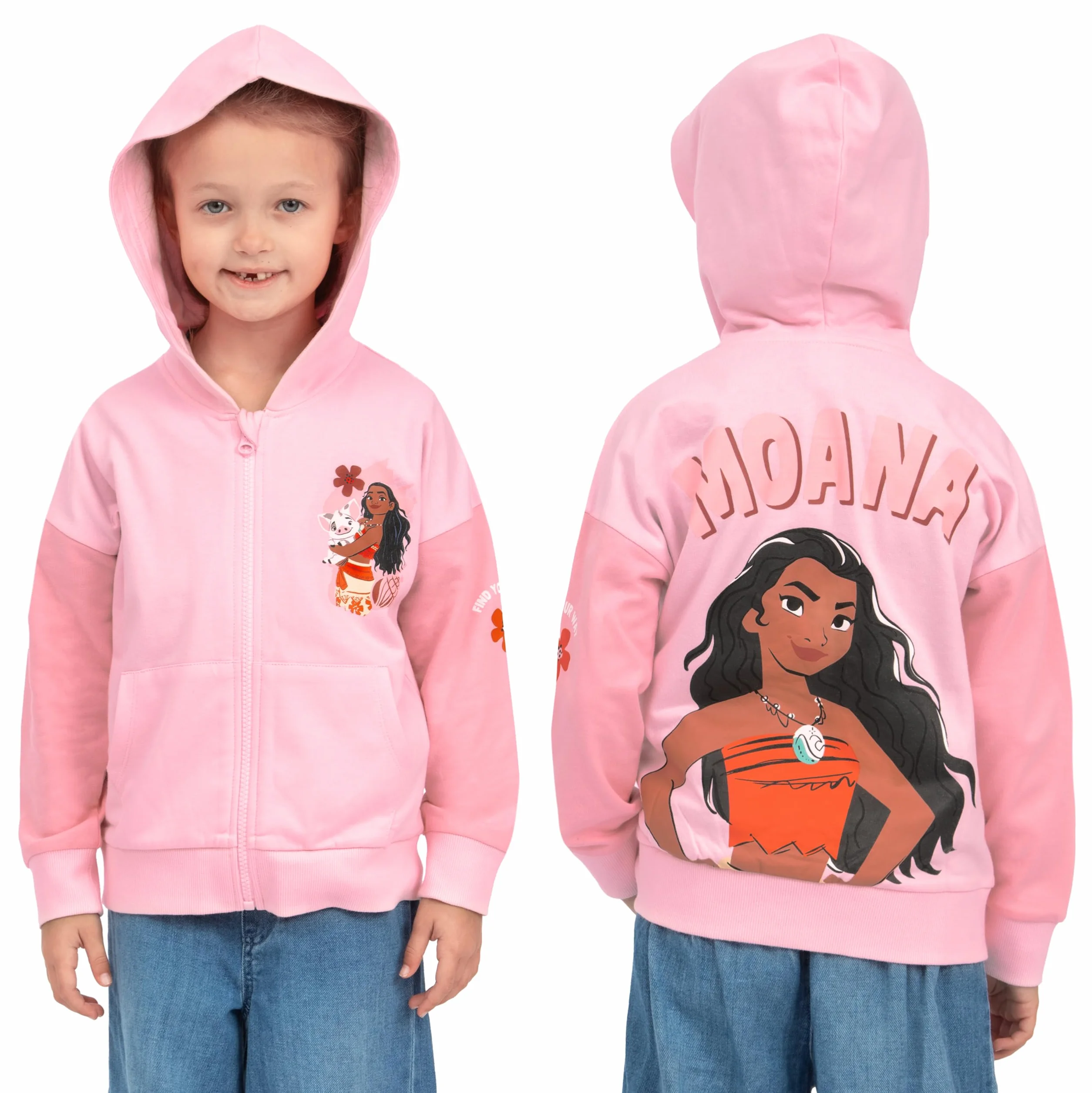 Disney Felpa Ragazza Oceania, Abbigliamento Ragazza con Cerniera, Felpa Zip Moana, Abbigliamento Bambina Cotone