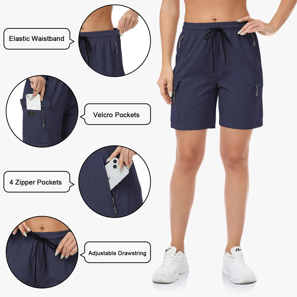 GymBrave Pantaloncini Trekking Donna Estivi Leggeri Cargo Asciugatura Rapida con Tasche Sportivi Outdoor e Viaggio
