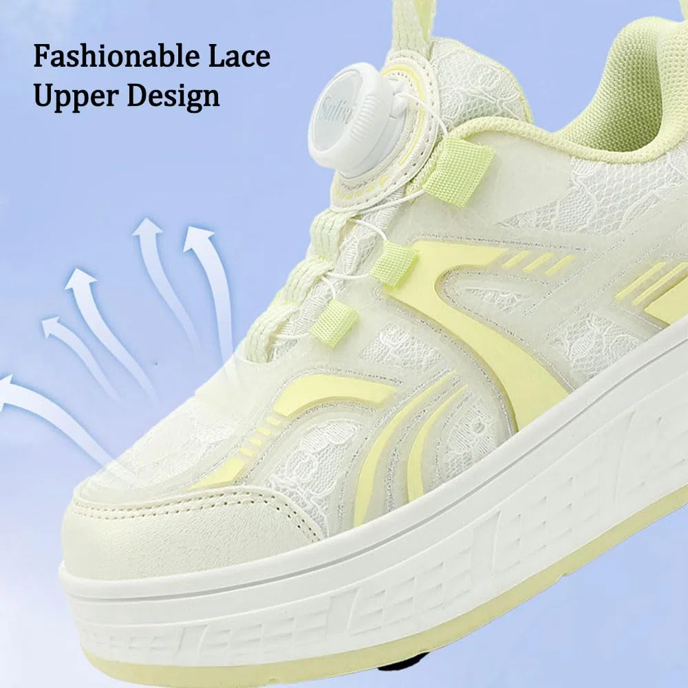 ENEN Sportive Scarpe da Skateboard 4 Ruote, Autunno Moda Scarpe con Rotelle Bambina Bambino, Skateboard Sneakers Outdoor Multisport Ginnastica da Pattini per Ragazze e Ragazzi