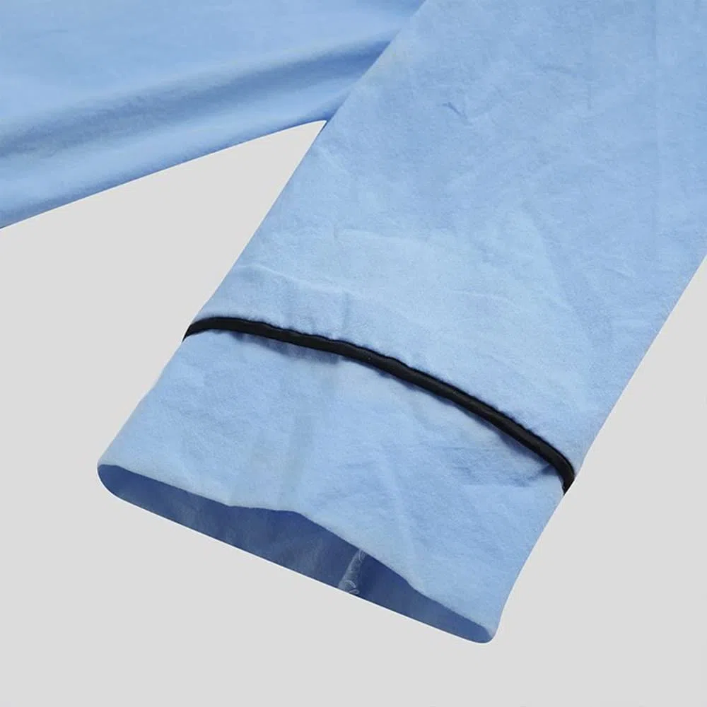 Camicia da notte da uomo in cotone a maniche lunghe, con bottoni e scollo a V, abbigliamento da notte