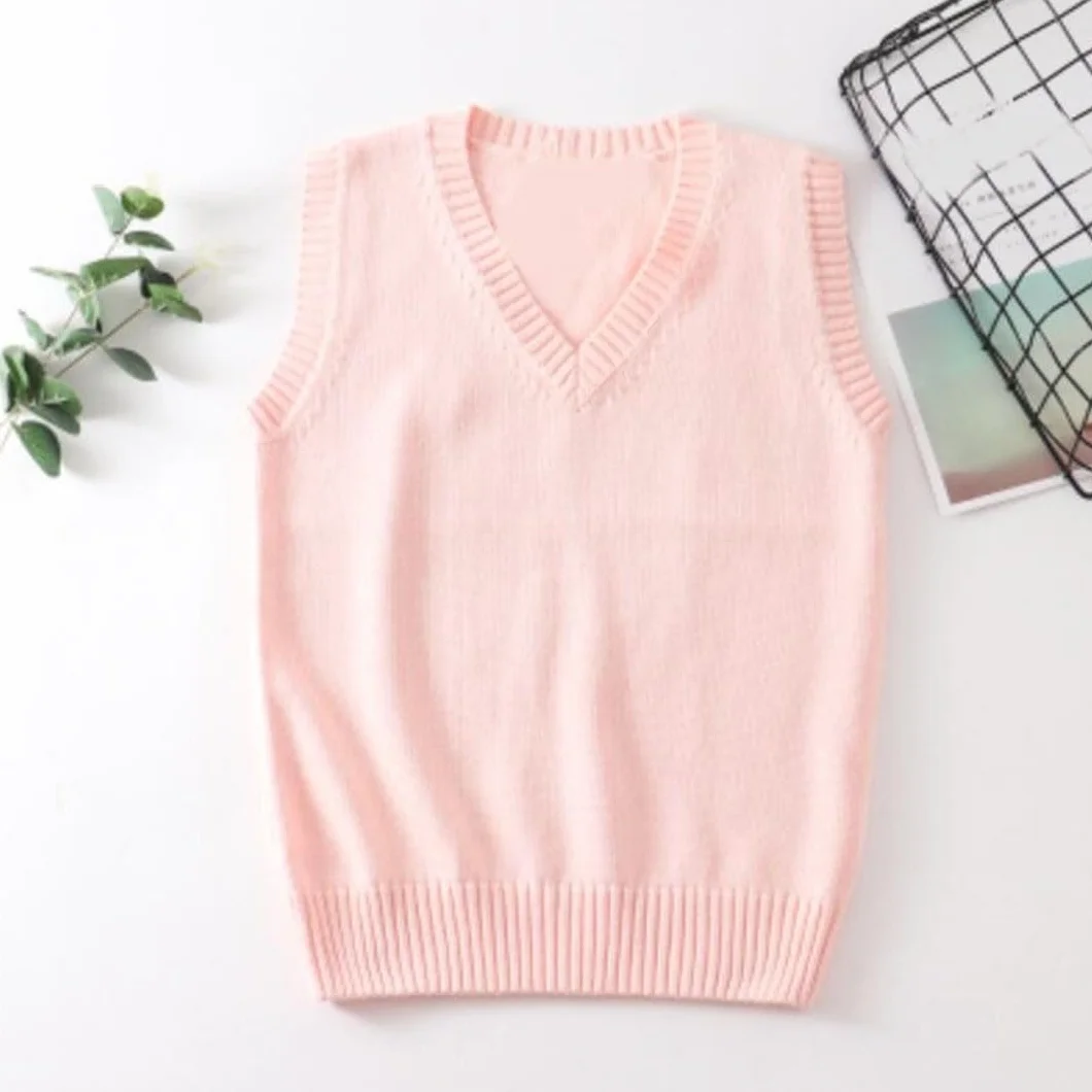 Maglione senza maniche da donna con scollo a V lavorato a maglia pullover gilet da donna top