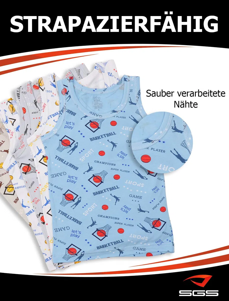 SGS Confezione da 5 Canottiere Bambino in 100% Cotone - Canottiera Bambino Caldo Cotone Bimbo, Comode e Traspiranti Maglie Intime Ragazzo.