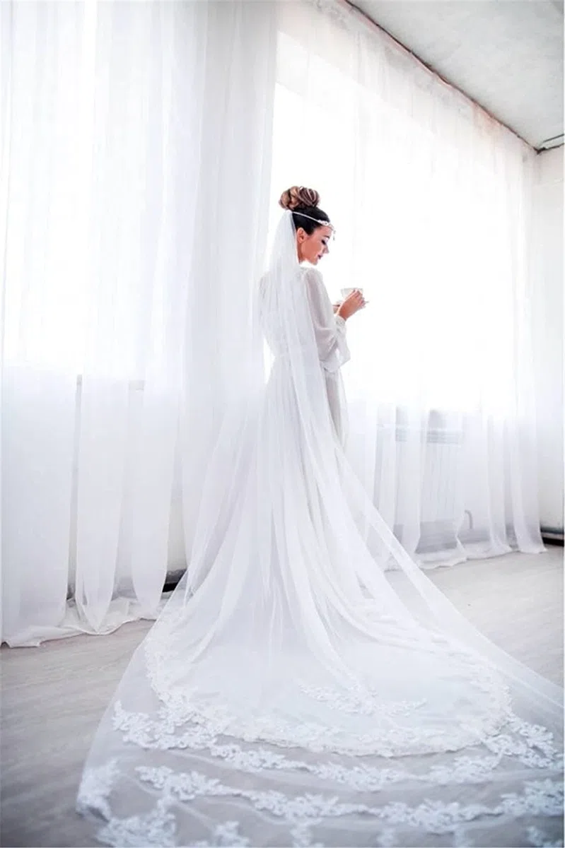 Velo da sposa monostrato Velo da sposa in pizzo Ricamo Sposa Forniture 3m