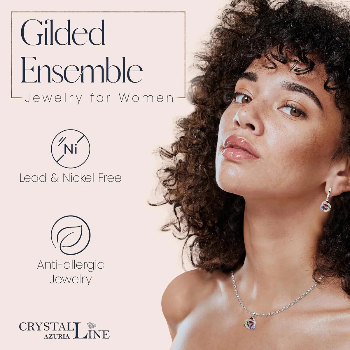 Crystalline Azuria Parure di gioielli da donna con collana e orecchini in zirconia cubica
