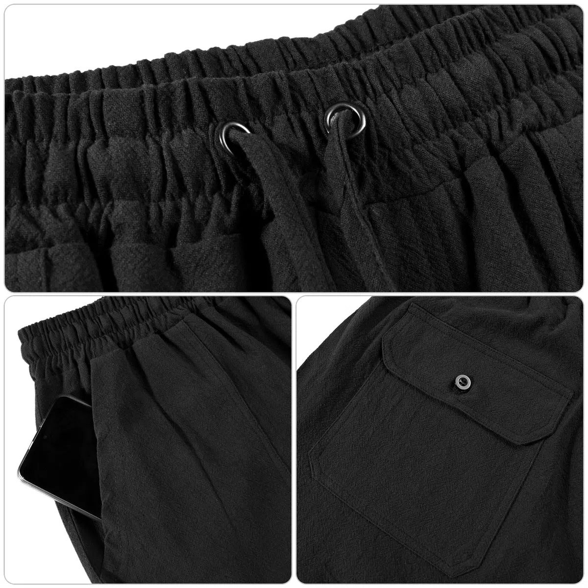 heekpek Pantaloni Uomo Lino e Cotone Pantaloni Lunghi Dritti da Uomo Estivi Leggeri e Traspiranti Casual Pantalone Lino Uomo con Comodo Cordoncino