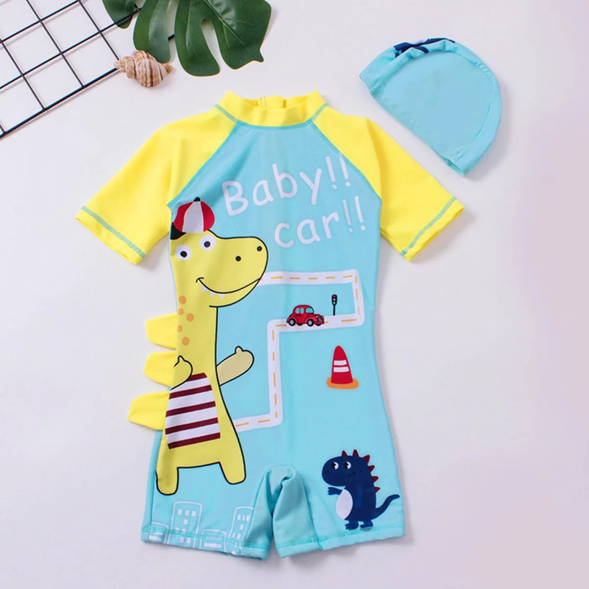 Costume da Bagno per Ragazzi Estive con Cuffia da Nuoto Upf 50+ Protezione in Un Pezzo Asciugatura Rapida per Vacanza Spiaggia Mare M-5XL