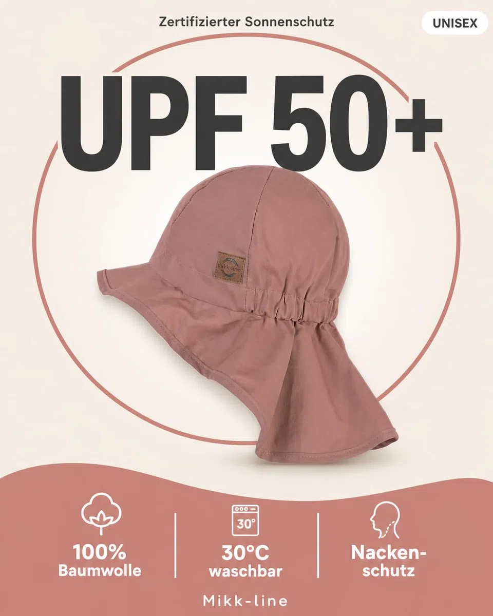 Mikk-line Cappello da sole per bambini, protezione UV 50, protezione per il collo, cappello da sole per bambini, per ragazze e ragazzi, berretto estivo leggero per una protezione ottimale, traspirante