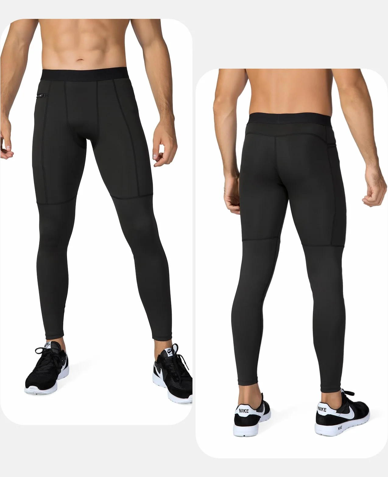Niksa 2 Pezzi Leggings Sportivi Uomo Collant Running Fitness Pantaloni di Compressione