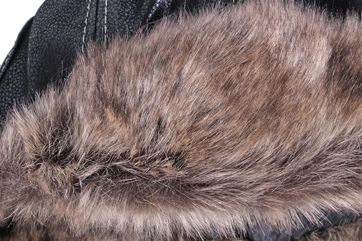 GIBZ Cappello Aviatore in Pelliccia Uomo Donna con Earflap Caldo Berretto Russo in Pelle Antivento per Inverno