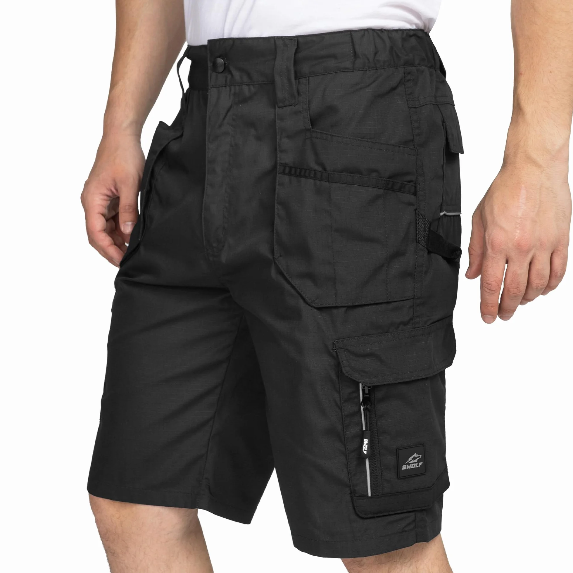 BWOLF Drift - Pantaloni da lavoro da uomo, corti da lavoro, in tessuto ripstop con molte tasche