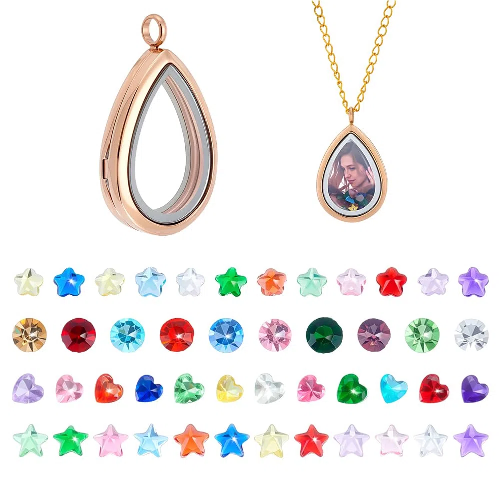 PH PandaHall Collana con Ciondolo, Ciondolo Galleggiante Pendenti A Forma di Goccia Ciondoli con Ricordo Cabochon In Vetro a Cuore Fiore per Collana Da Sposa Fai Da Te