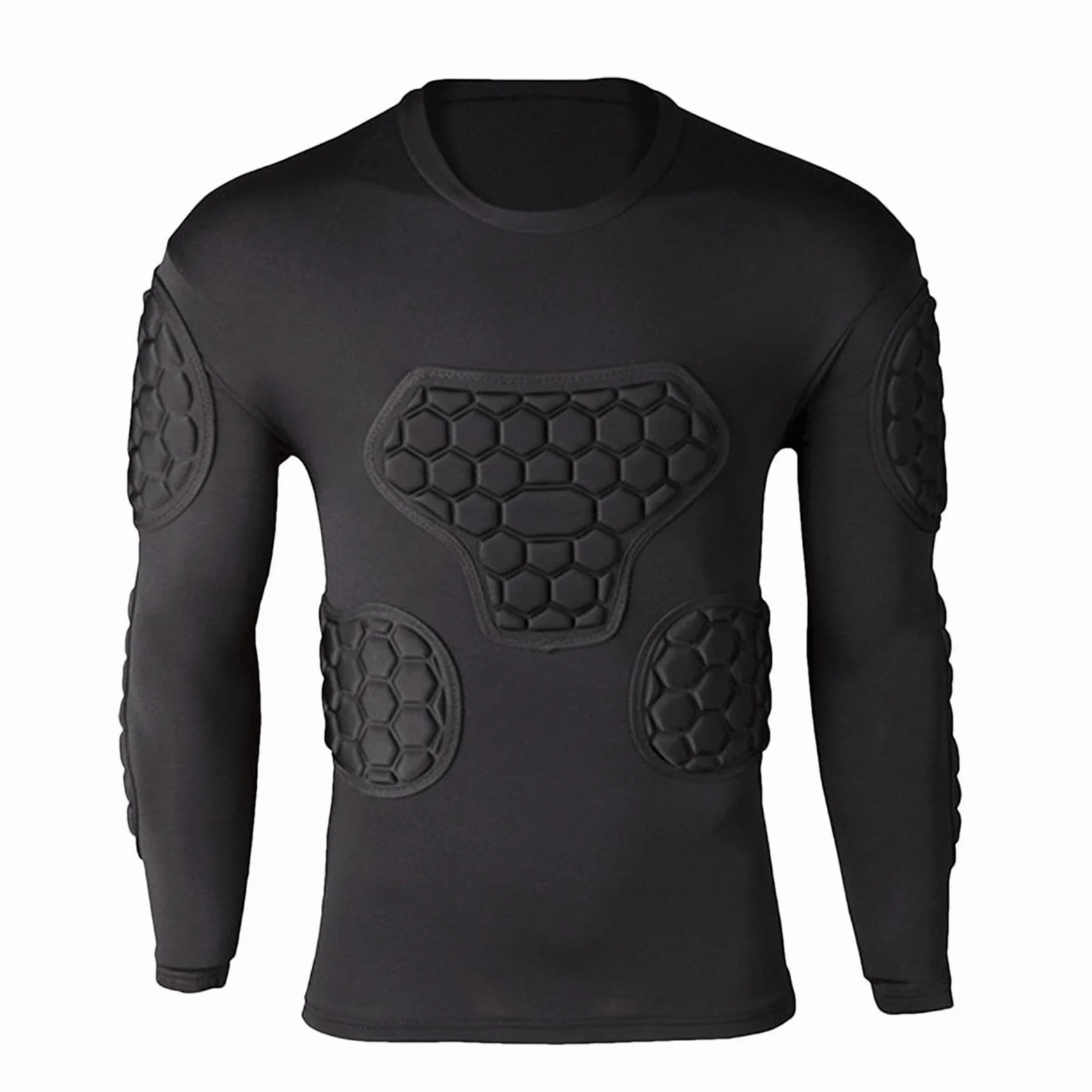 Maglia Imbottita A Compressione da Calcio, Bambini Ragazzi Camicia Imbottita A Compressione, Manica Lunga Maglia da Portiere, Camicie Imbottite Paintball per Calcio Basket Paintball