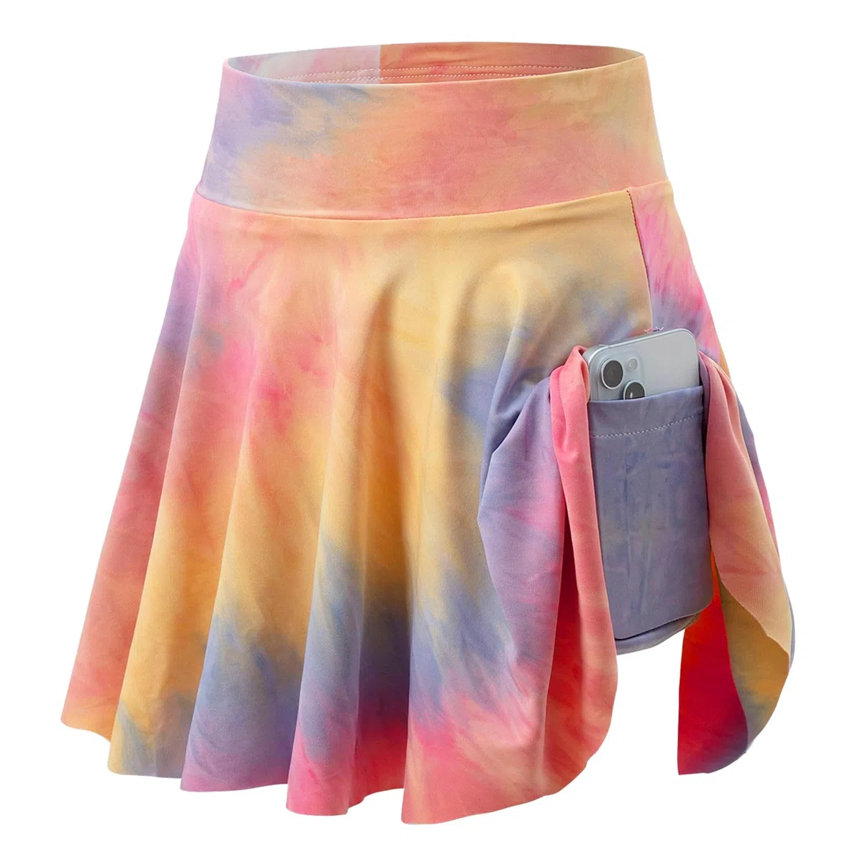 Valcatch Girls Athletic Skort Gonna da Tennis Tie-Dye a Vita Alta con Pantaloncini Golf Gonna Corta fluida Gonna a Pieghe Sportiva da Corsa con Tasche e Fodera in Spandex 3 4 5 6 7 8 9 10 11 12 13T