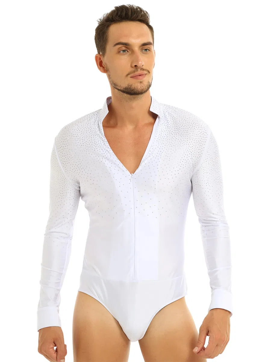 YiZYiF Abito da Pattinaggio Artistico per Uomo Camicia Body da Ballo Latino con Prestazione Abbigliamento da Ballo Set