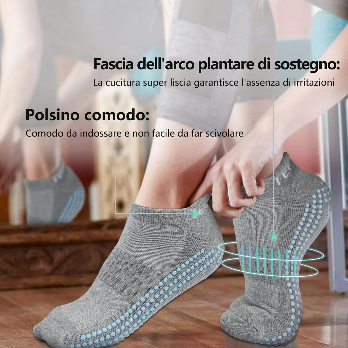 3 Packs Calzini Antiscivolo Donna e Uomo per Yoga, Pilates, Ospedale, Antiscivolo Calze, Calze Antiscivolo Donna Divertenti per Allenamento Domestico, Sport