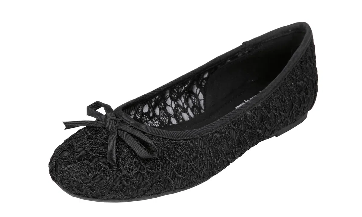 Feversole Round Toe Lace Ballet Crochet Flats,Scarpe comode e Traspiranti da Donna, comode Scarpe Traspiranti da Donna con Punta Tonda e Lacci