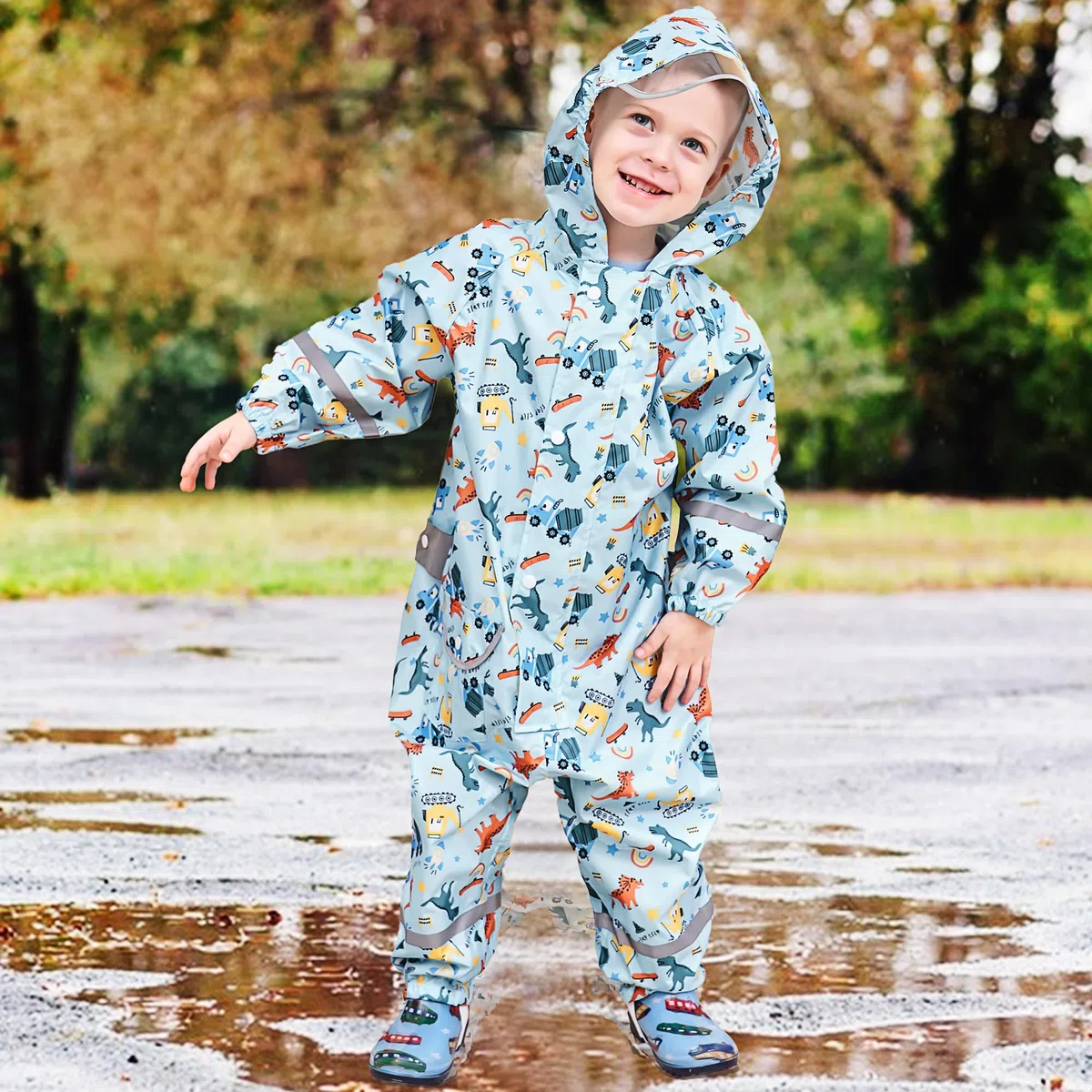 Tuta Impermeabile Bambino Tuta Antipioggia Completo Impermeabile Leggero Tutto in Uno Tuta Pioggia Portatile Giacca Impermeabile Ragazzi Bimbo 1-9 Anni