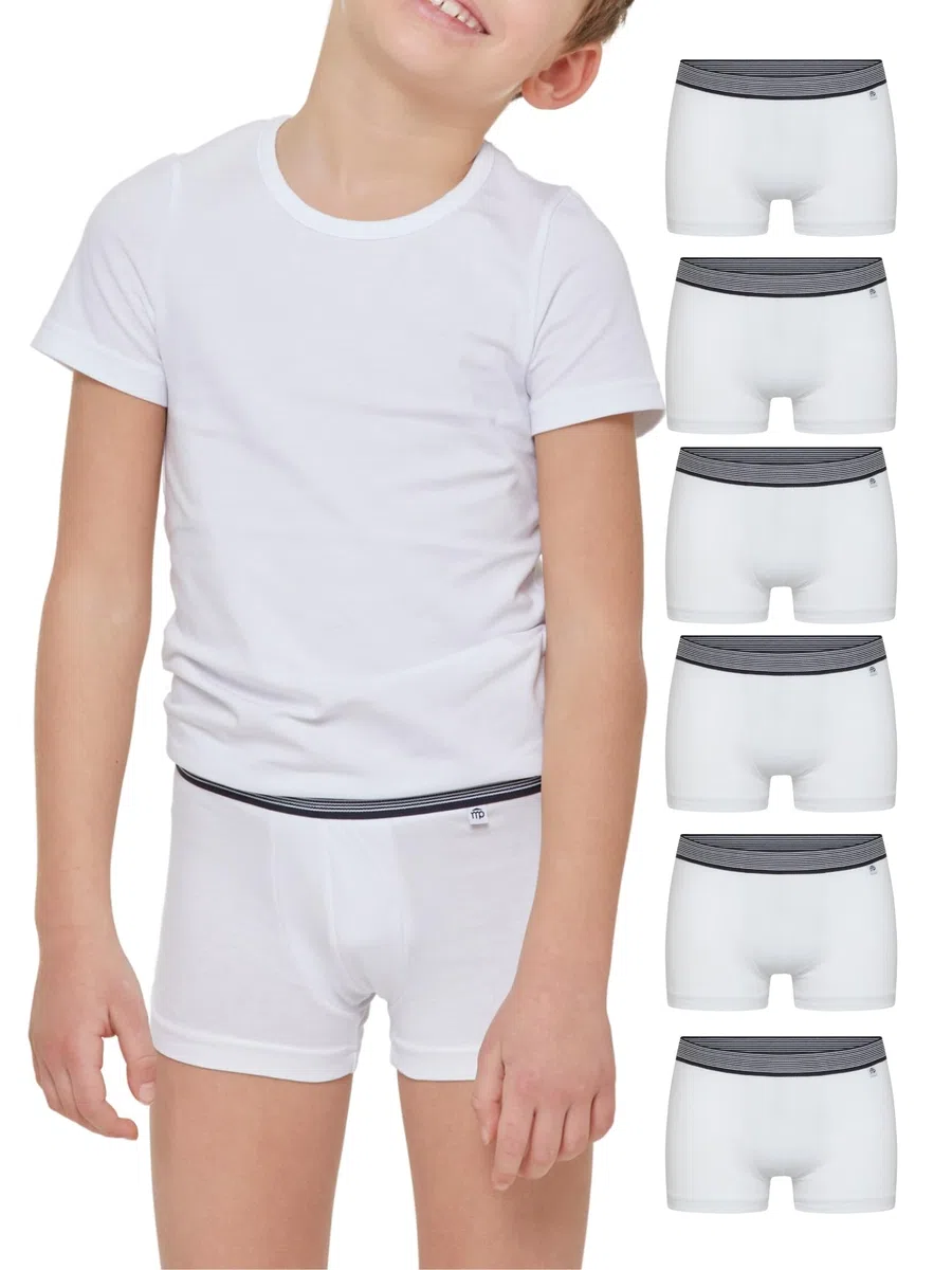 POMPEA 6 Pezzi Boxer Bambino in Cotone, Mutande per Bambini in Tessuto Jersey con Cinturino Elastico a Righe
