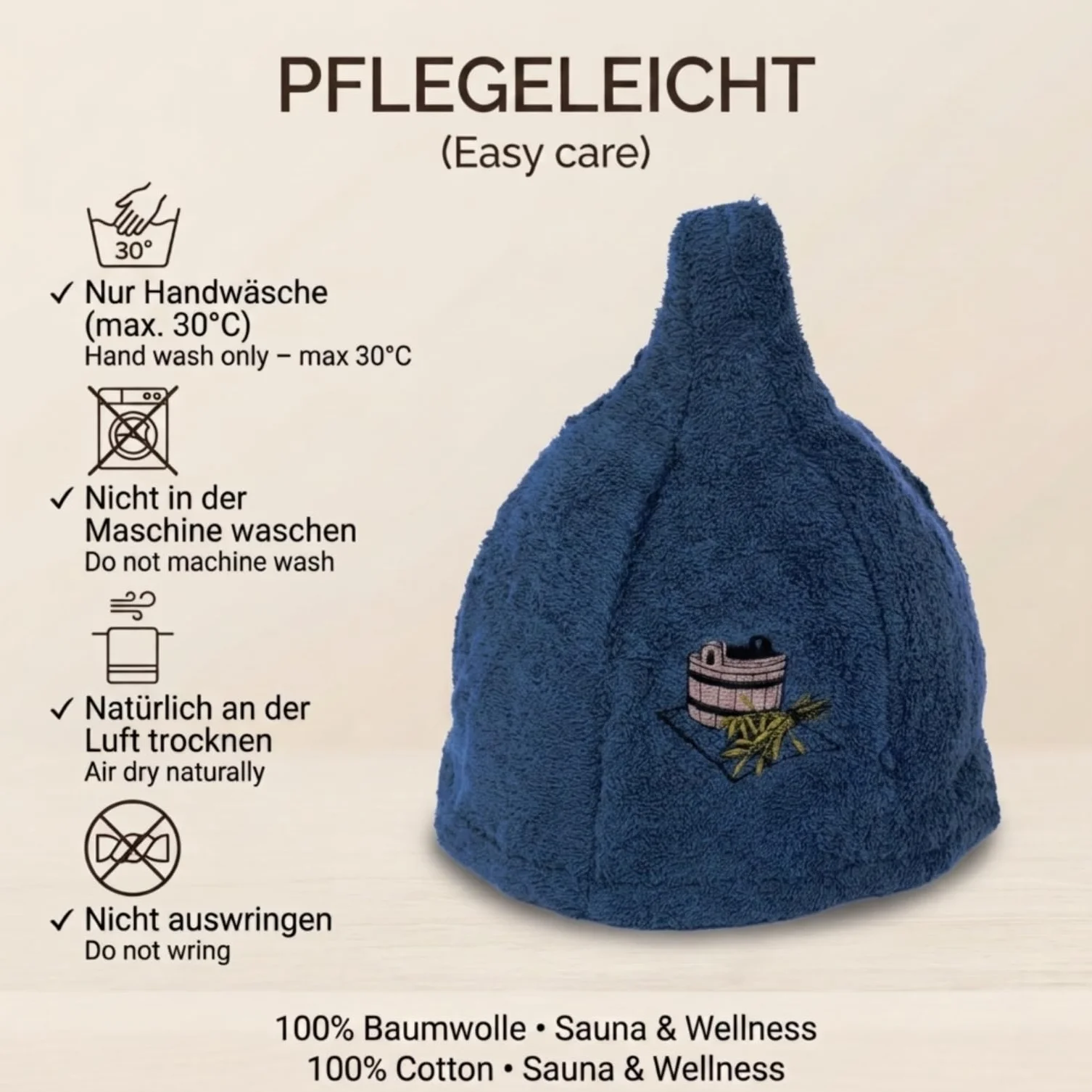 Cappello da Sauna da Uomo e da Donna, in 7 Colori, 100% Cotone, con Ricamo