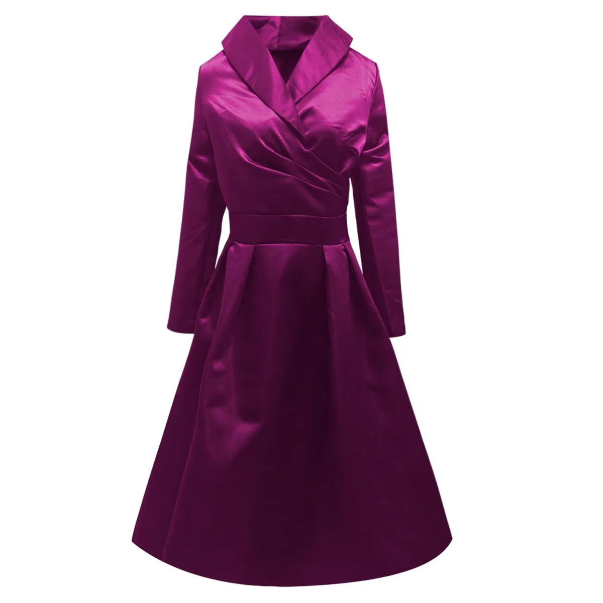 Vestito Vintage Anni 50 60 Stile Hepburn Intura Monopetto A-Line Ricamo Manica Lunga Abiti Eleganti con Scollo V Midi Vestito da Cocktail Banchetto Formale Ufficio per Matrimoni, Cerimonia