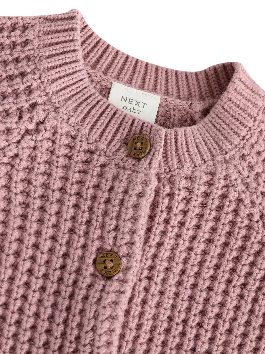NEXT Bambina Cardigan in Maglia per Bebè con Scritta Ricamata sul Retro