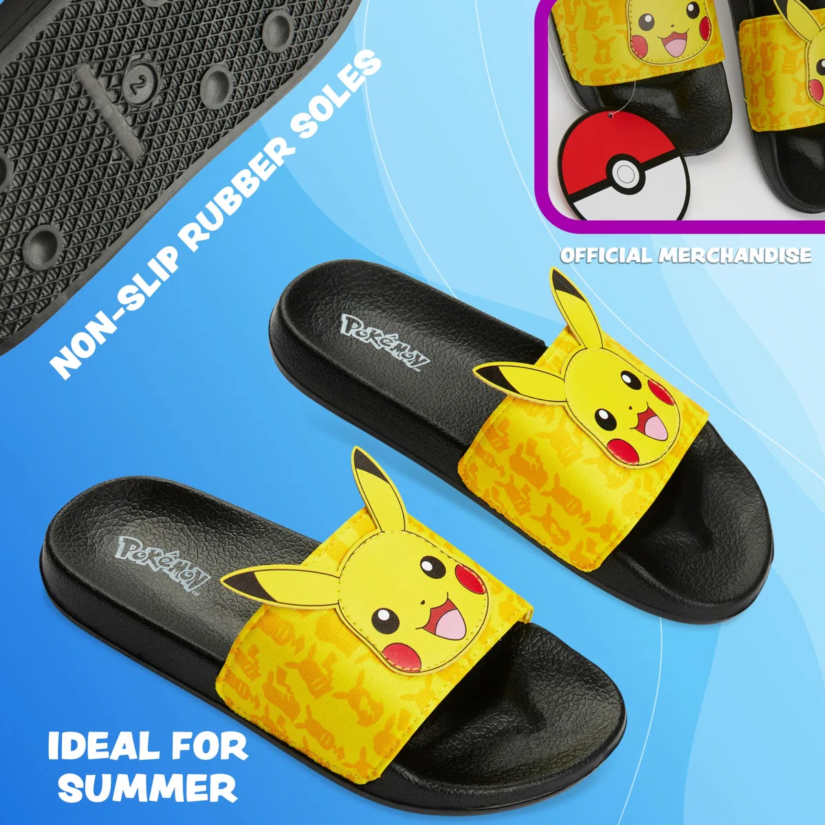 Pokémon Ciabatte da Piscina Bambino Ciabatte Slide Estive Bambino Ragazzo Mare Piscina Spiaggia 30-38