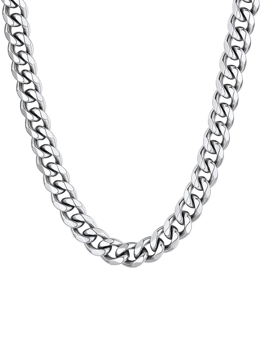 ChainsHouse Collana Uomo Acciaio Collana Argento Catena Cubana Collana Oro 18K Larghezza 3/6/9/12MM Catenina Uomo Hiphop Punk Rock Catena Spessa Chunky Catena a Maglia Regalo Ragazzo