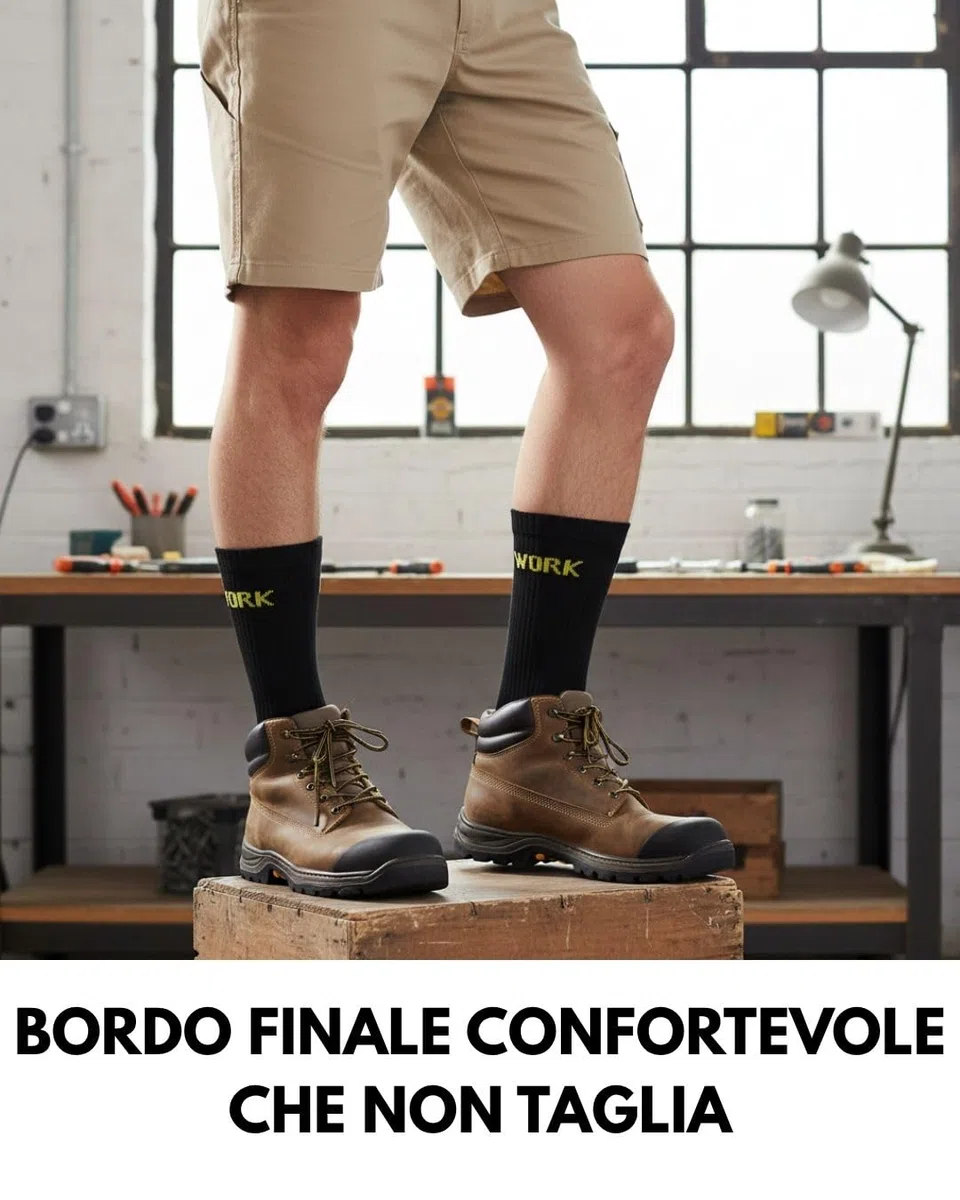 10 Paia Calze da Lavoro Uomo Cotone Rinforzate WORK Socks