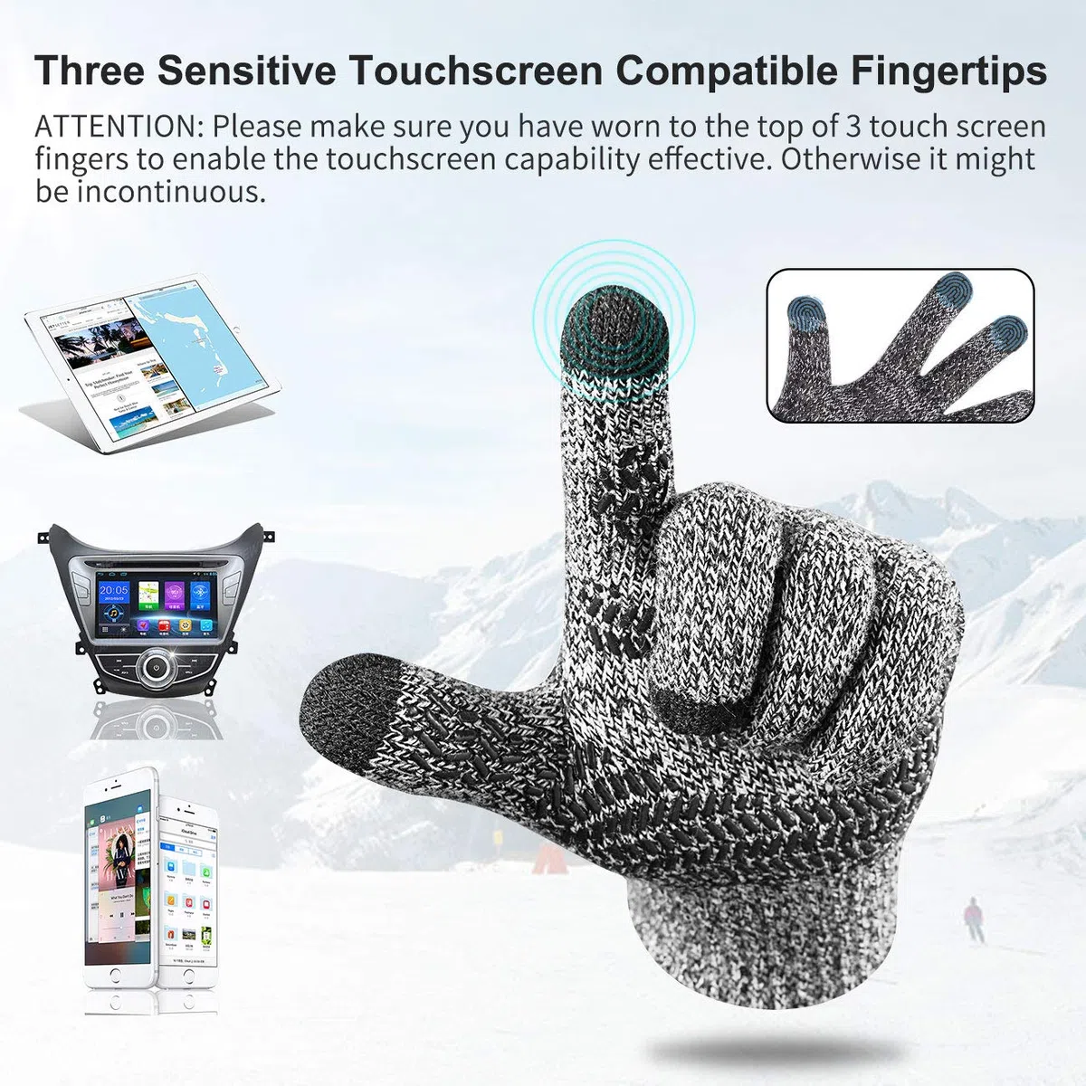 Cappello Sciarpa e Guanti Touch Screen Uomo Invernali Berretto in Maglia con Sciarpa Beanie Collo della Ciarpa 3/2 Pezzi per Uomo Donna