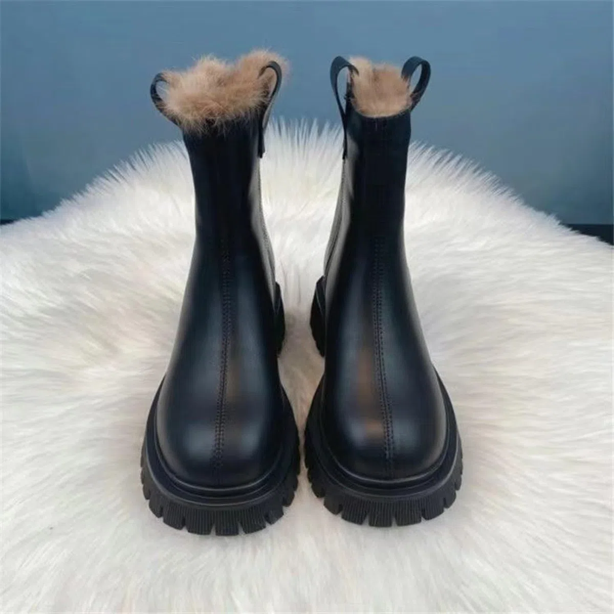 Stivali da donna in pelle foderati, invernali, in peluche, da equitazione, vintage, alla caviglia, in similpelle, da cowboy, per autunno