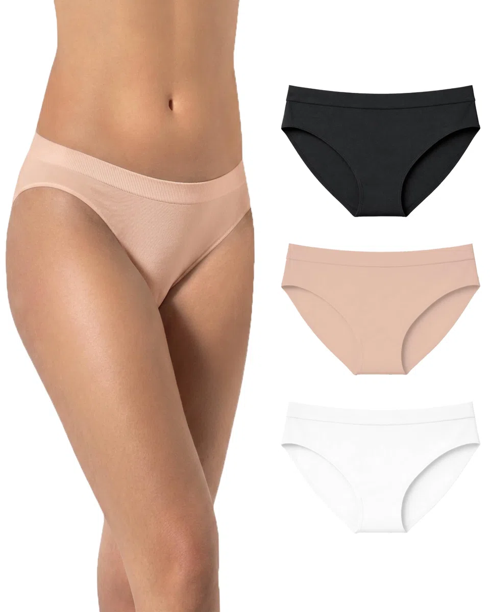 Risalti Slip Donna Bamboo Senza Cuciture 3 Pz - Mutande Donna Seamless Elasticizzate in Viscosa di Bamboo, Intimo Donna Traspirante Ipoallergenico, Morbide e Fresche Tutto Il Giorno - Made in Italy