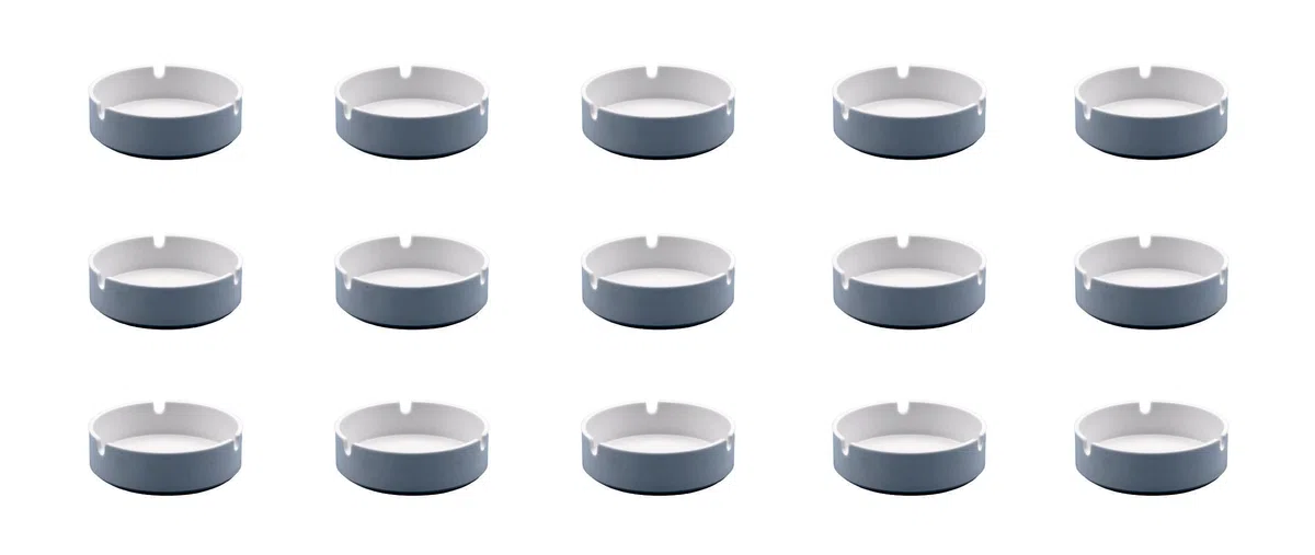15 Posaceneri bianchi o neri, posacenere in mealmina, compatto, resistente alle bruciature di sigarette Made in Italy (Bianco)