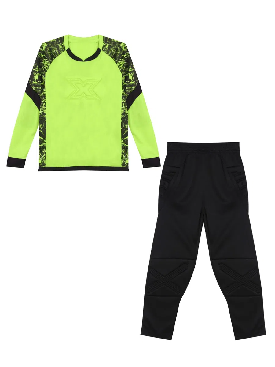 dPois Tuta da Portiere di Calcio per Bambini e Ragazzi Completino Completo Calcio Calcetto Torneo Scuola Sport Maglia da Portiere Maniche Lunghe + Pantaloni Sportivi