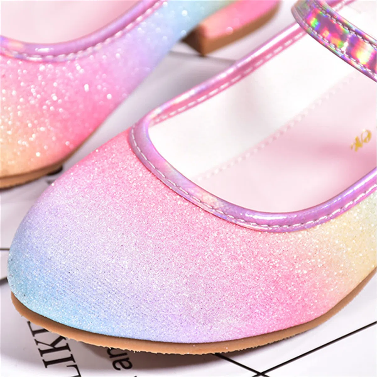 Scarpe Principessa Bambina Scarpe Bimba Tacco Scarpe Arcobaleno Tacchi Ragazza Scarpe Cosplay Principessa con Paillettes Scarpe Eleganti Bambina per Cerimonia Festa