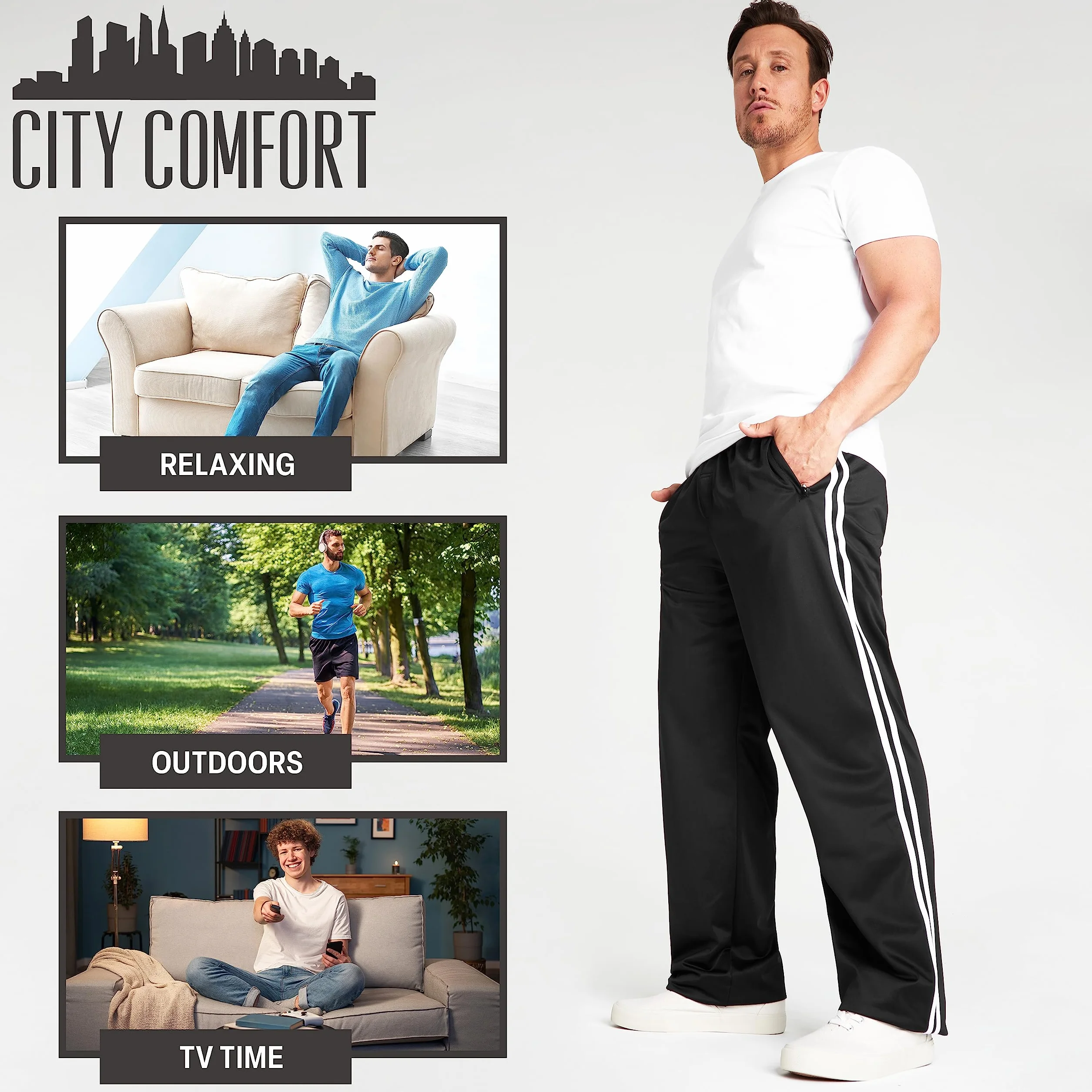 CityComfort Pantaloni Tuta Uomo Adolescenti, Pantalone con Tasche con Cerniera, Pantaloni Palestra, Regalo per Lui