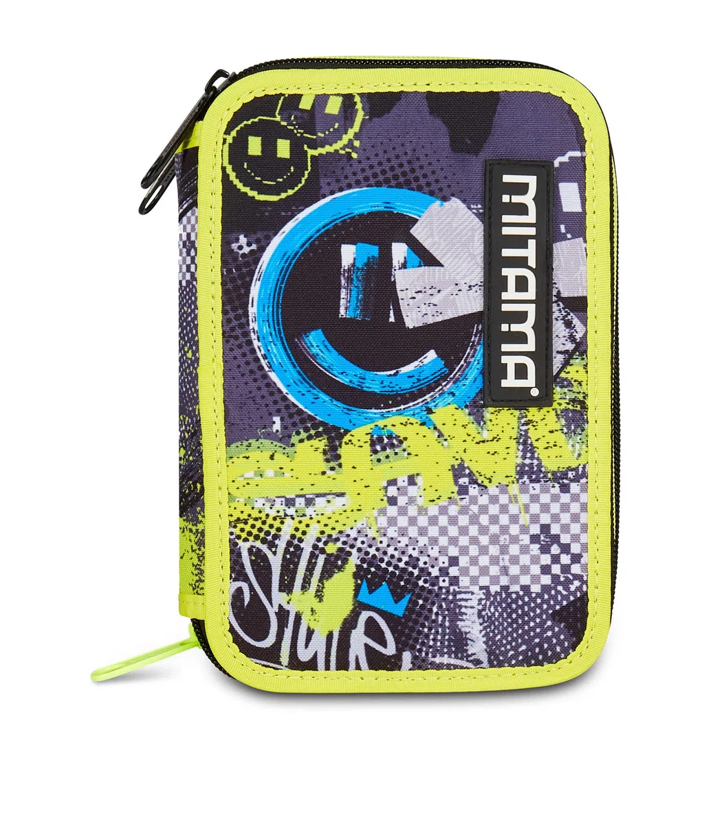Mitama Astuccio Scuola 3 Scomparti, TRIPLO URBANSMILE, Contenuto 47 pz, Completo di Matite, Pennarelli, Portapenne Scuola Elementare Bambino