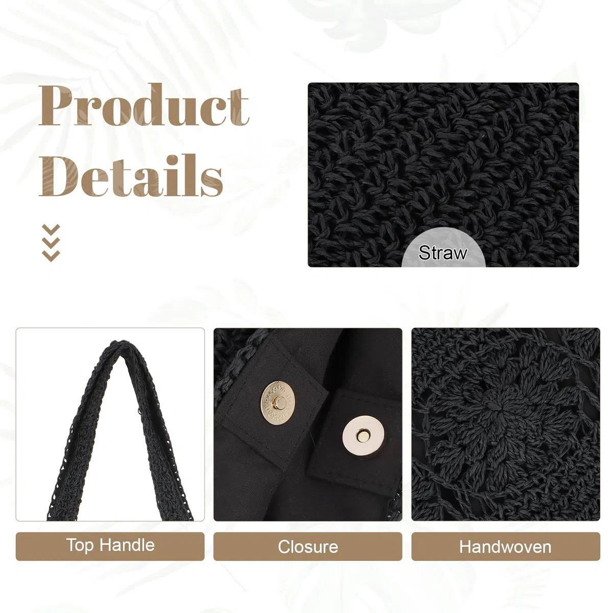 EVEOUT Borsa Tote Rafia Donna Estate Bohémien Chic Grande Leggero Borse a Spalla Paglia Intrecciata per Spiaggia Vacanze