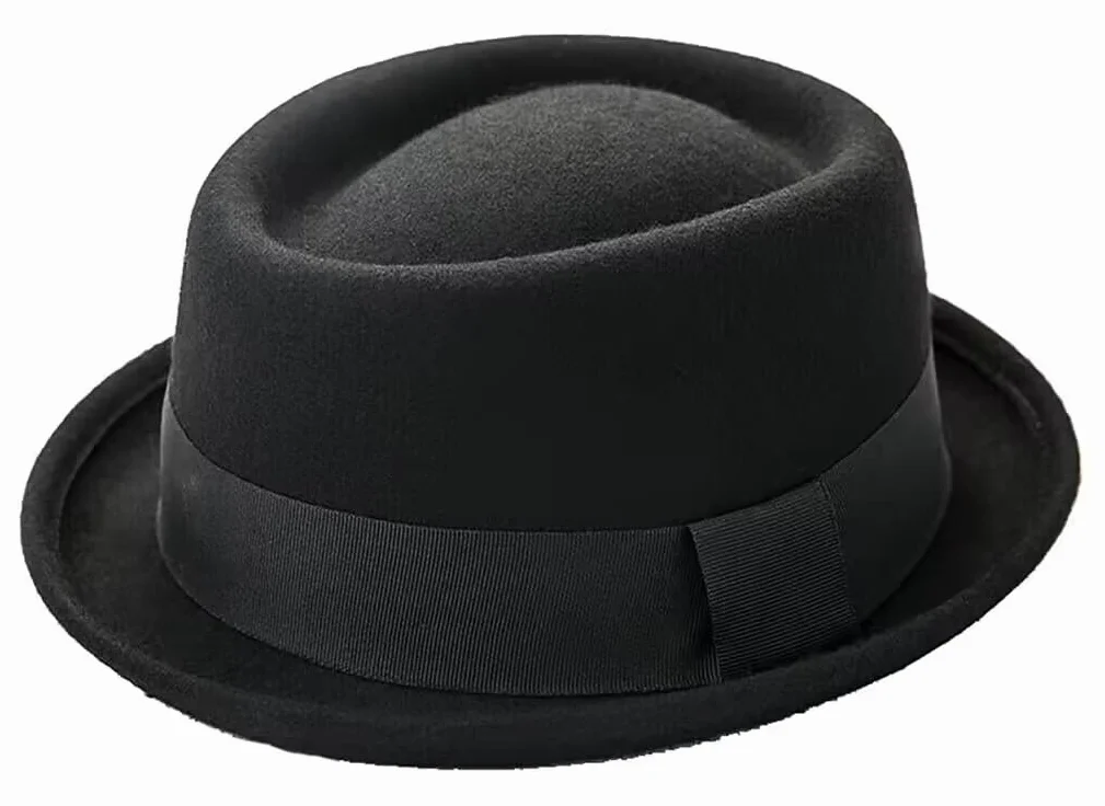 INOGIH Cappello Pork Pie Bombetta in Feltro di Lana Porkpie Boater Derby Cappello Fedora per Uomo Donna (S/M)