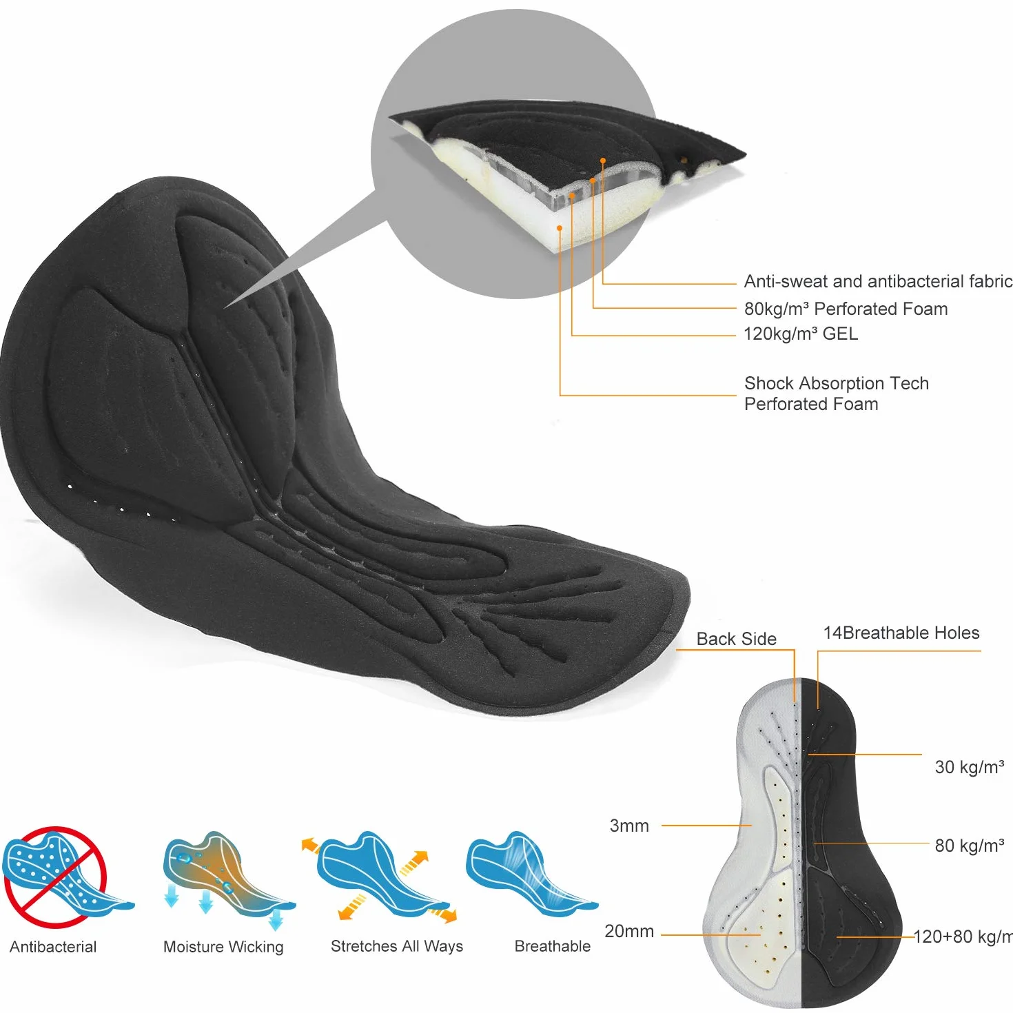 INBIKE Pantaloni Lunga da Ciclismo Pantaloni Termici Imbottiti 3D Gel Pad Traspiranti Catarifrangenti