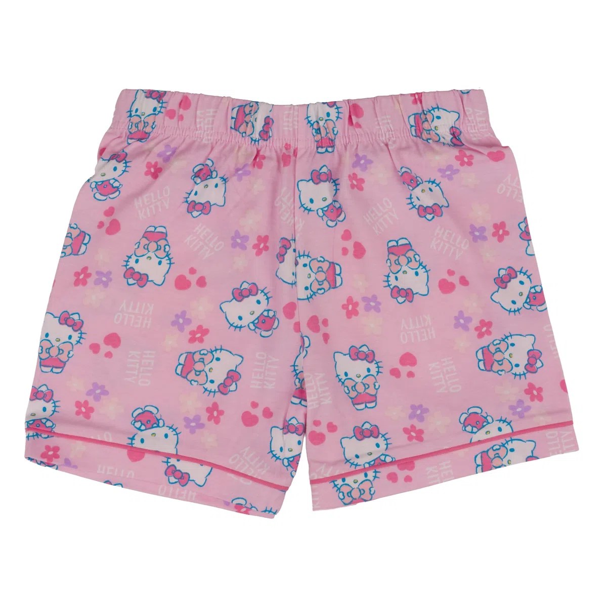 Hello Kitty, 100% Cotone con Bottoni Pigiama a Maniche Corte, Pink, Rosa