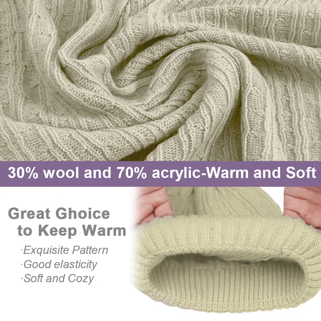 Warmiehomy Set Inverno per Donne, 3 Pezzi Set di Sciarpa Guanti Cappelli, Berretto Cappello Maglia con Sciarpa Berretti in Maglia Guanti e Manopole Sciarpe e Stole, Morbidi e Caldi