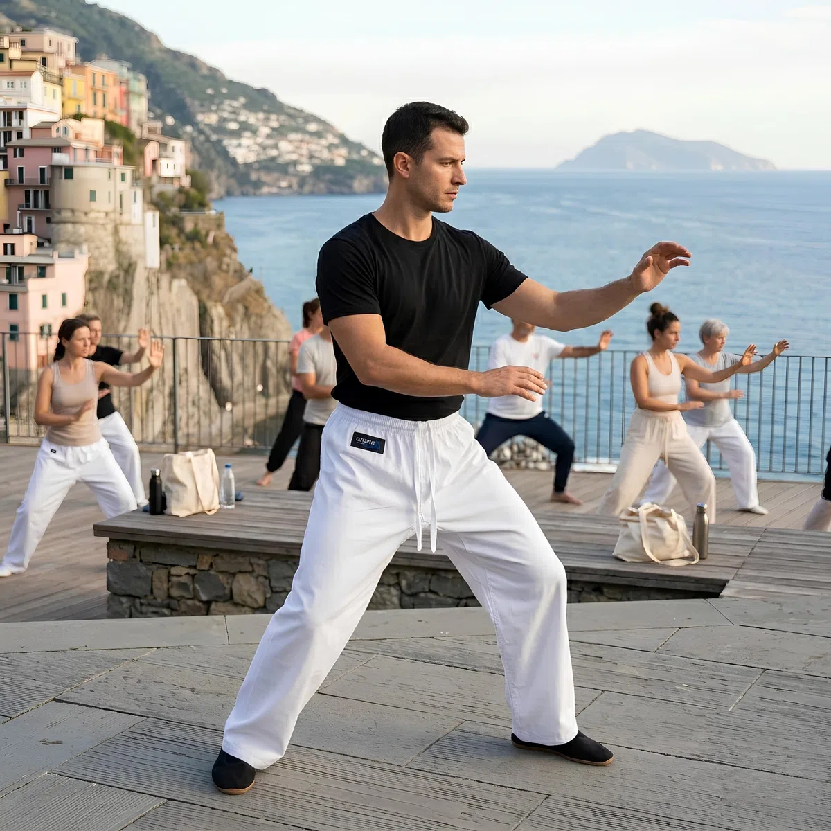 Pantaloni Cotone Allenamento Arti Marziali Karate Kungfu Wushu Jujitsu Judo Tai Chi