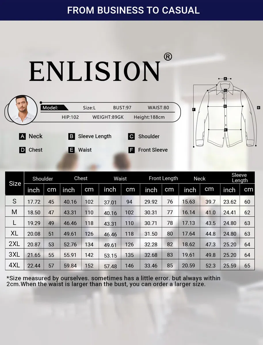 Enlision Camicia Uomo Manica Lunga No Stiro Elasticizzata Elegante Camicia che non si Stropiccia Uomo con Bottoni Antigrinza Taglio Regolare Formale da Ufficio con Tasca