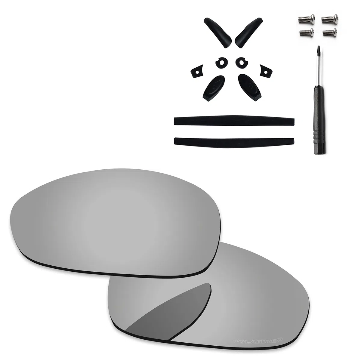 Sostituzione lenti & Kit gomma per Oakley Juliet, Argento cromato - Polarizzato, Taglia unica