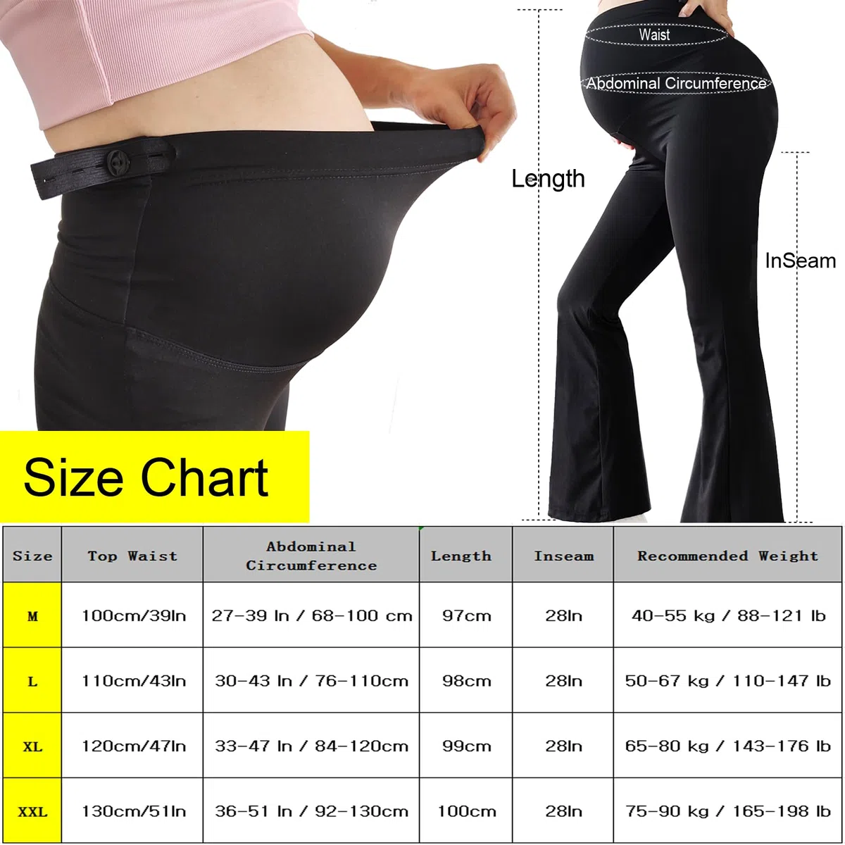 Leggings Premaman sul Pancione, Pantaloni Premaman da Donna Yoga Bootcut in Gravidanza Flare Morbidi e Burrosi
