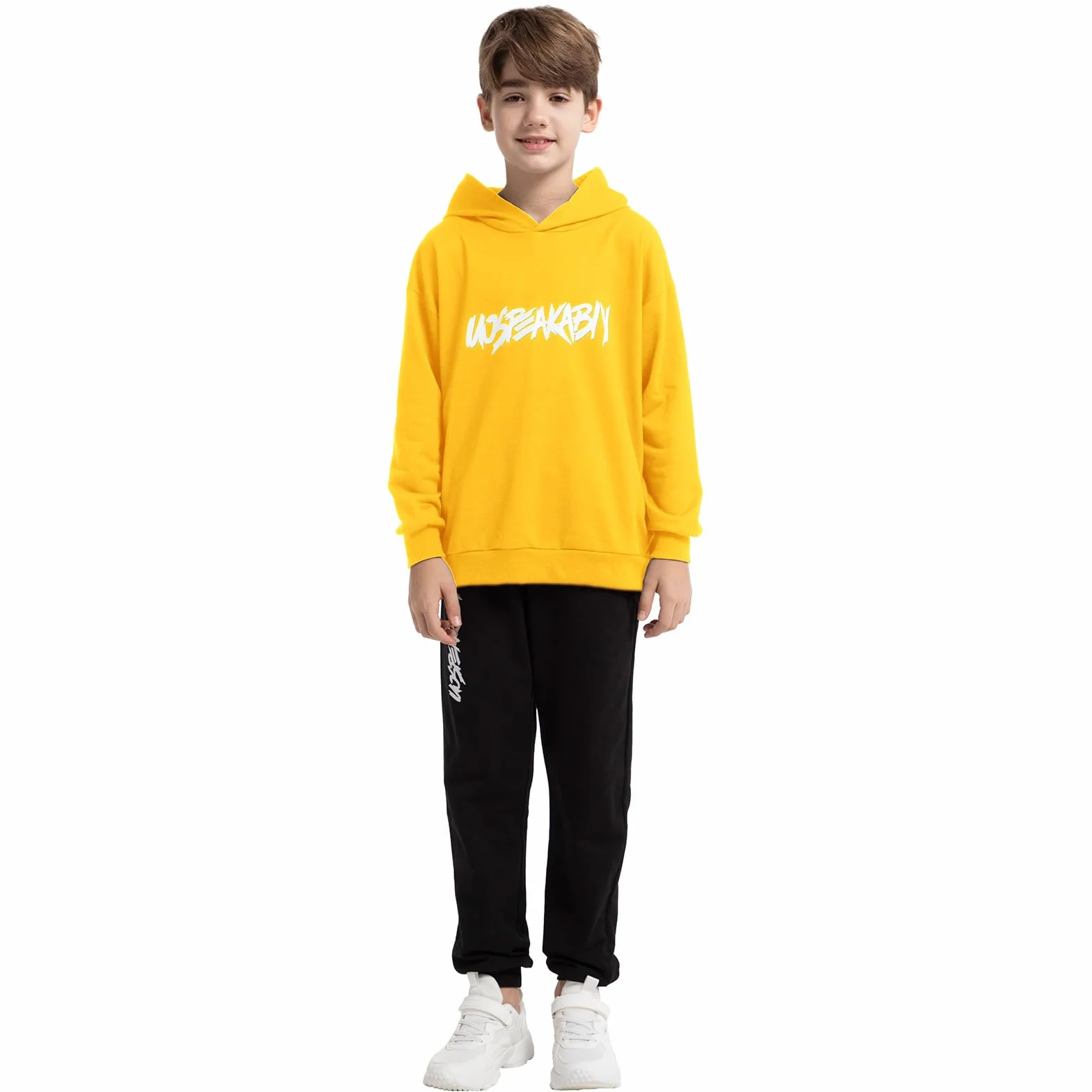amropi Ragazzi 2 Pezzi Abbigliamento Set Tuta Felpa con Cappuccio e Pantaloni età 2-15 Anni