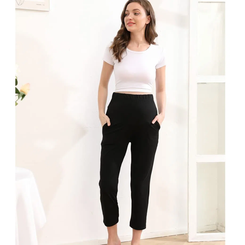 COLOMI Pantaloni Premaman da Donna, per Gravidanza, Straight Relax Ultra Comodo Pigiama e Yoga