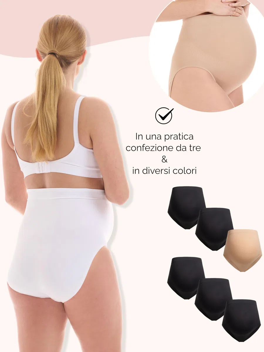 Herzmutter Mutande Premaman Oeko Tex 100 - Mutandine Maternitá- Senza Cuciture - Gravidanza - Slip maternità - Extra Morbido-Elastico-Comodo- 5830