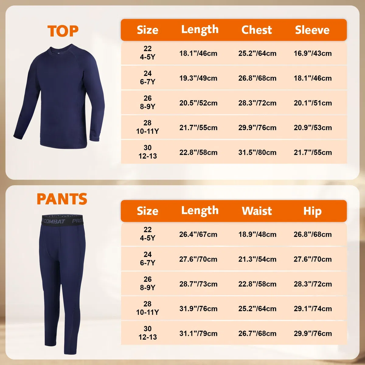 Dtone Set di maglia termica a maniche lunghe e leggings per bambini, da calcio, per sport e sci